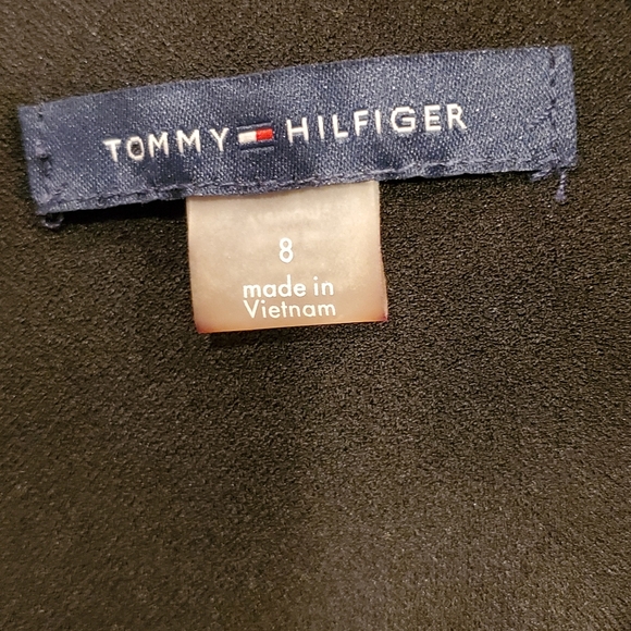 TOMMY HILFIGER  Elegant Black Dress with Sheer Sleeves, Size 8. - Picture 9 of 11